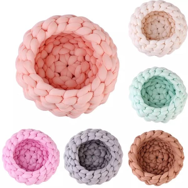 Handmade Basket for Pets Dog Cat Thick Cotton Braided Rope Soft C