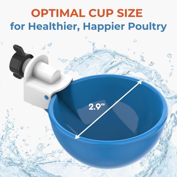 Blue Automatic Water Cup for Chickens, Ducks, Geese, Turkeys, and Rabbits, Water Kit, Poultry Waterer, 5-Pack