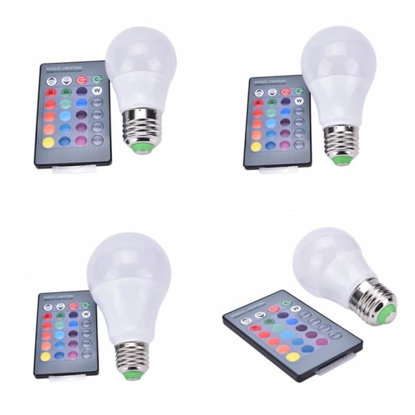 New E27 Dimmable RGB LED Bulb Color Changing Light Bulb with Remote Control White 10W
