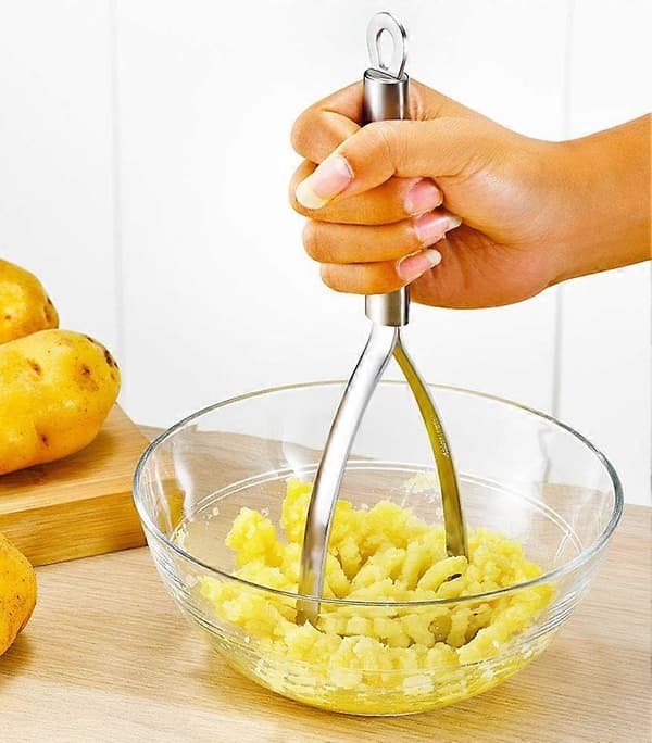 Kraftig potetmoser i rustfritt stål med ergonomisk sklisikkert grep for grønnsaker og frukt Ref: 3978