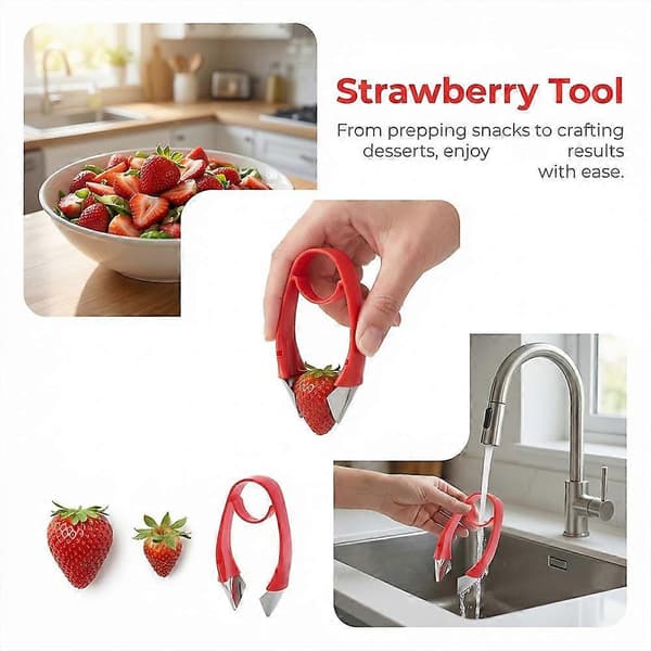 Stainless Steel Strawberry Huller - Tomato Corer & Stem Remover Kitchen Tool