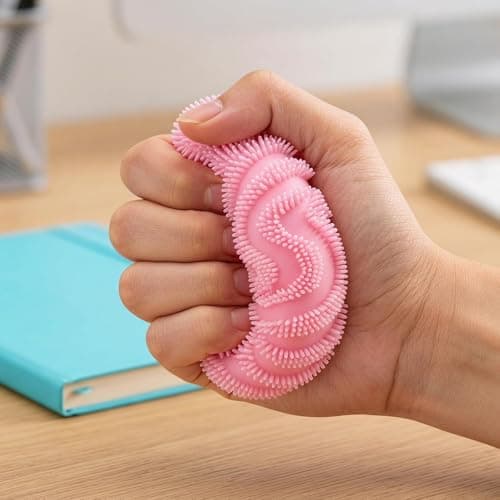 Fuzz Ball Squishy Stressbold, Stresskugle til skrivebordet, Plys Klemmebold til skrivebordet (Blå)