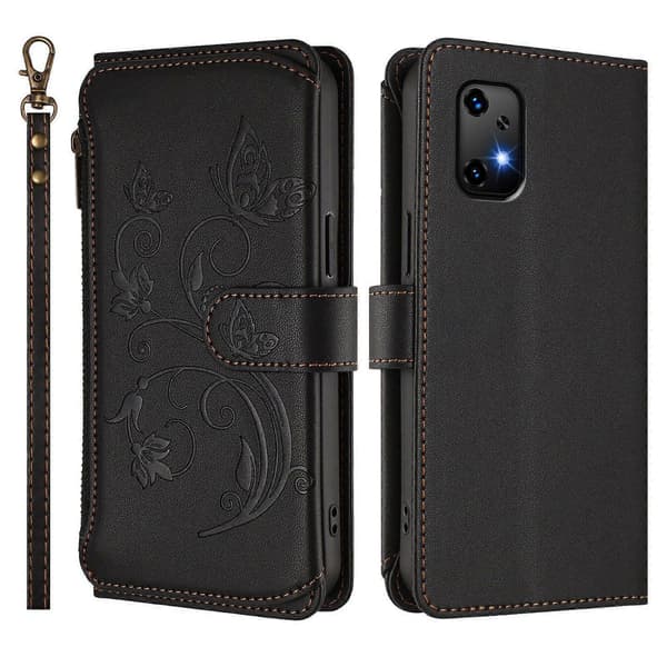Fjäril Kärlek Blomma Multi-kort Dragkedja Plånbok Läder Telefonfodral (För Umidigi Bison X20)