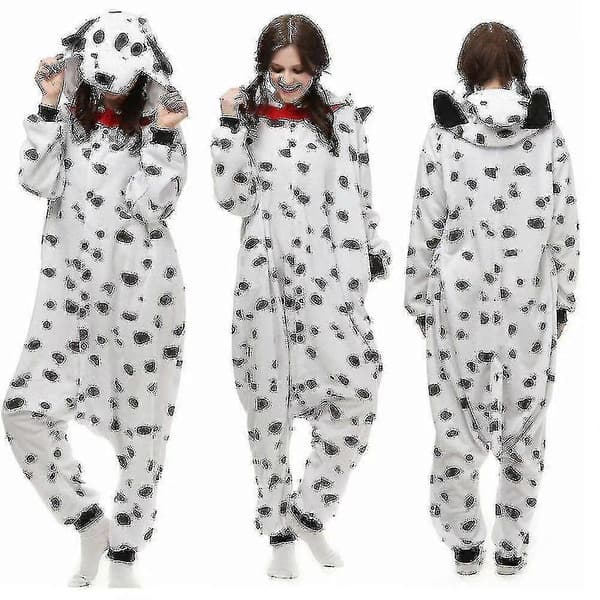 Dalmatiner Kostym Pyjamas Maskerad Unisex Vuxen Jumpsuit Sovplagg CZI S S