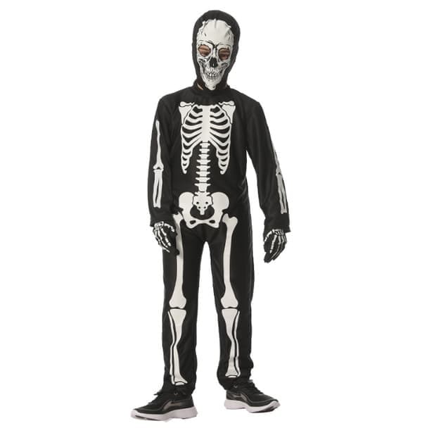 Selvlysende skeletkostume til drenge, Halloween-kostume til børn, Størrelse M M