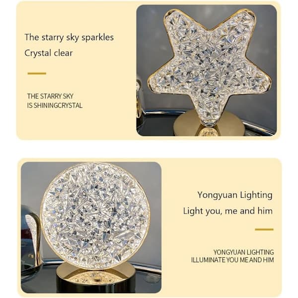 BomKra Crystal Moon LED Table Lamp Touch Control Decorative Romantic Night Light USB Rechargeable Atmosphere Bedside Lamp with 3 Levels