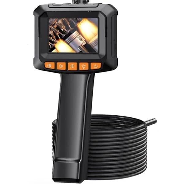 Endoscope Camera, 1080P HD Endoscope, 2.4 inch IPS Screen Pipe Inspection Camera, IP67 Waterproof Camera, 5M Semi-Rigid Cable, with Light