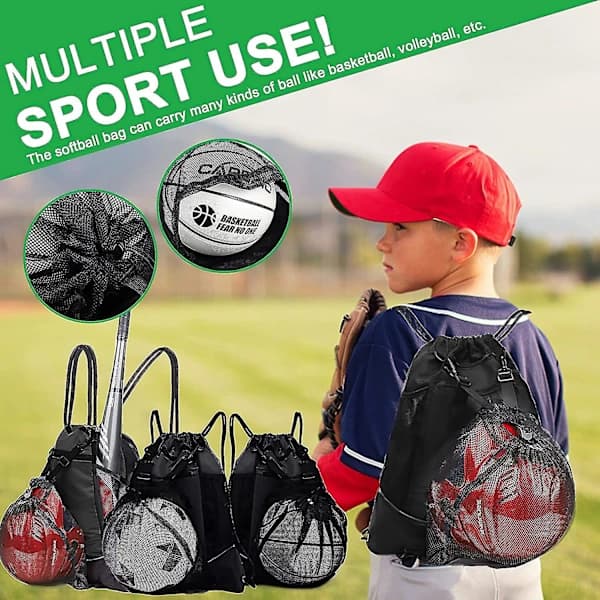 Drawstring Baseball Bag for Boys and Girls, Foldable Softball Backpack Gym Bag