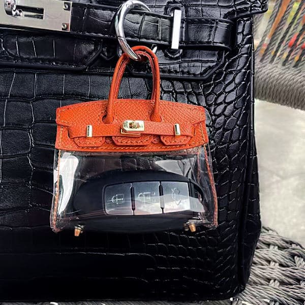 Mode Kvinnor Mini Kosmetikväska Bilnyckelpaket Hänge Transparent Grå Gray