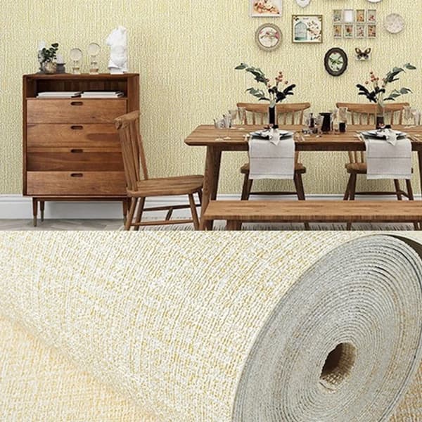 2 rullar beige 3D texturerad linnétapet, vattentät, självhäftande, 50x300cm