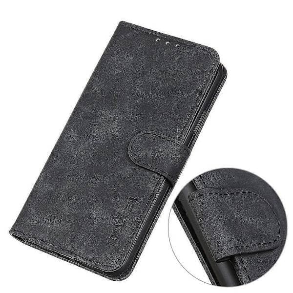 Til Xiaomi Poco F7 5G Etui PU Læder Retro Tekstur Telefoncover (Sort)
