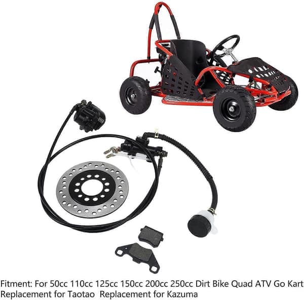 Go Kart Bremse Hovedcylinder Sæt Bageste Hydraulisk Bremsekaliber Montering Bremseskive Rotor Bremseklodser til Go Kart ATV