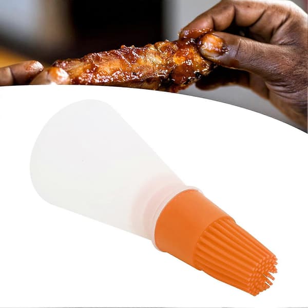 Oliedispenserflaske med silikonebørste, 2 i 1 BBQ Grill Bagning Madlavning Orange