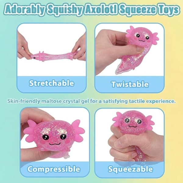10 cm rosa glitter krypende axolotl squishy som stiger sakte Pink