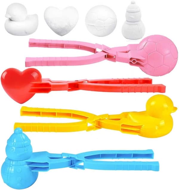 4 Snowball Makers for Kids - Ball/Heart/Duck/Snowman - Safe PP Material