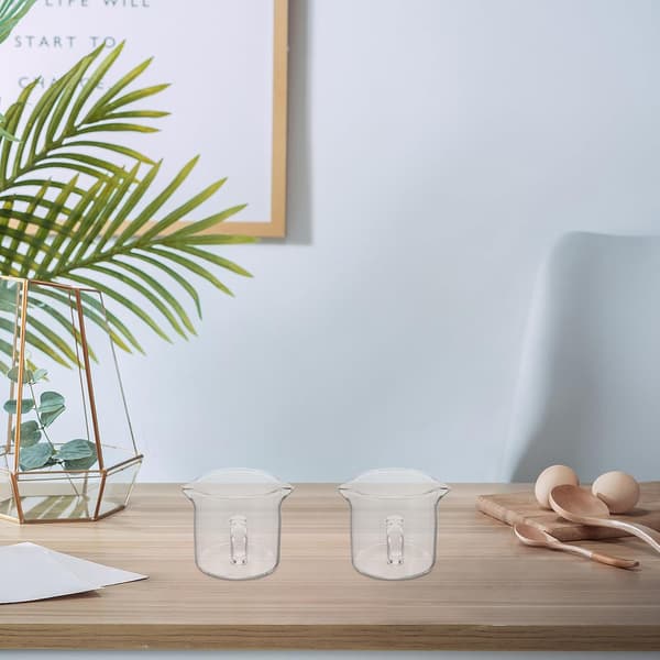 Fortykket Glas Mini Mælkeskummerkande med Dobbelt Tud til Kaffe og Te