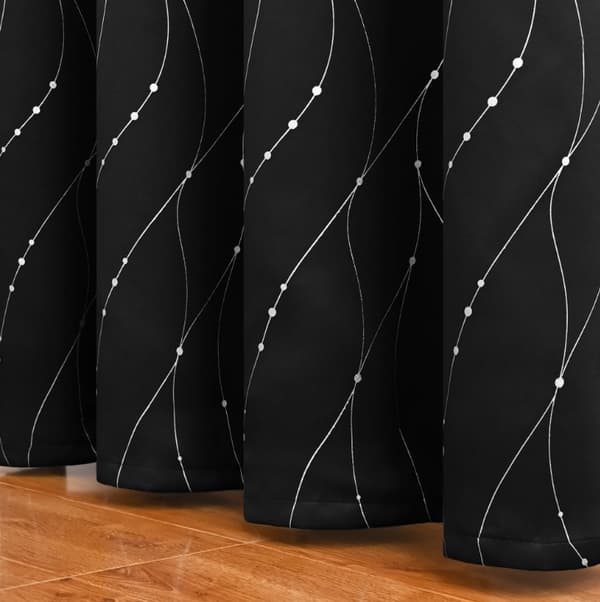 Blackout-gardiner med öljetter, 1 st, texturerad vågdesign för sovrum, 100x200 cm
