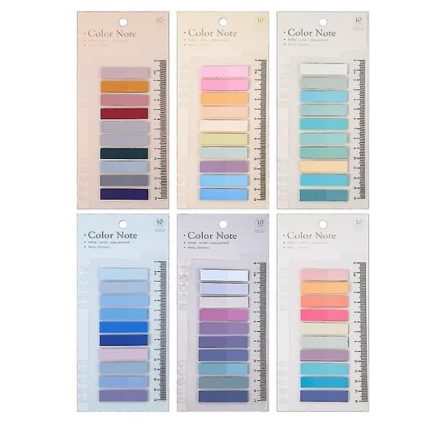 1200 st Sticky Index Tabs, Removable File Tabs Colored Printable Rectangular Bookmarks with Ruler