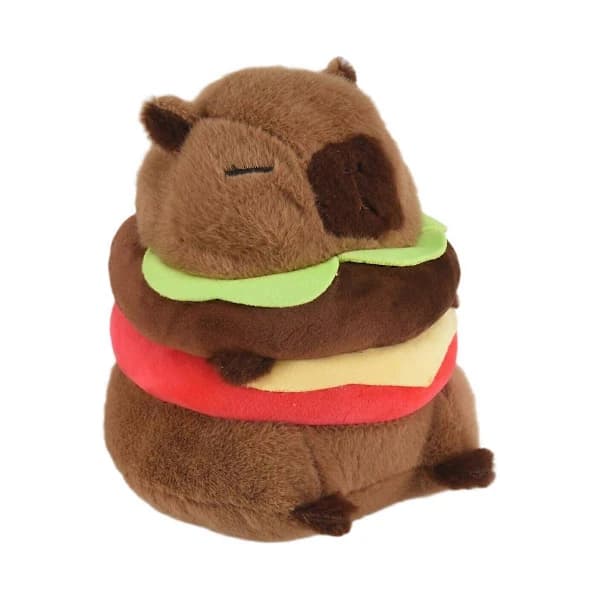 Realistic Capybara Burger Plush, Cute Capybara Stuffed Animal Pillow Plush Toy, Soft Hamburger Foo As Shown