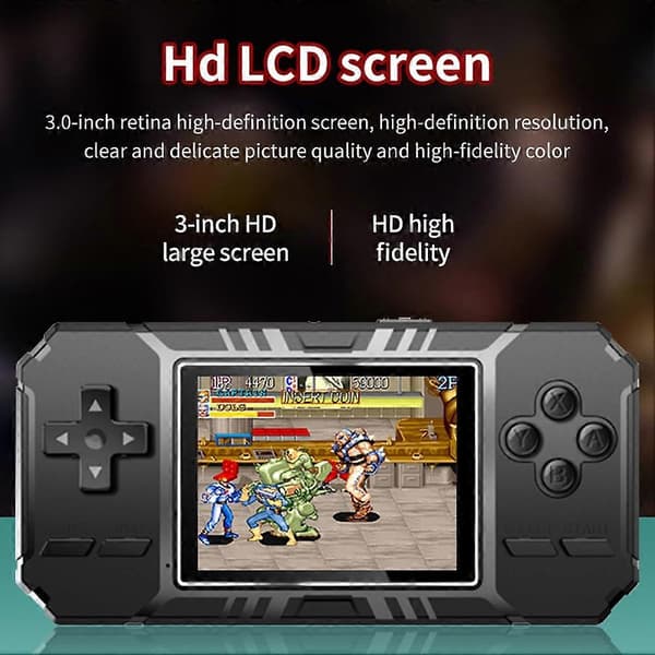 Retro Mini Handheld Game Console, 3.0-inch Color LCD Screen, 500 Built-in 8-bit Games, Black