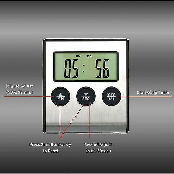Køkkentermometer Timer Elektronisk Probe Kødtermometer Grill
