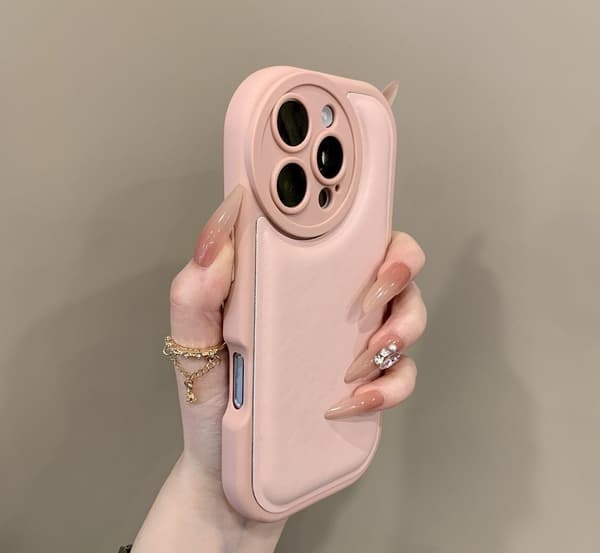 Light Pink Matte Soft Silicone Case with Raised Camera Lens Protection Shockproof Cover Compatible with Large Multi-Lens Smartphones