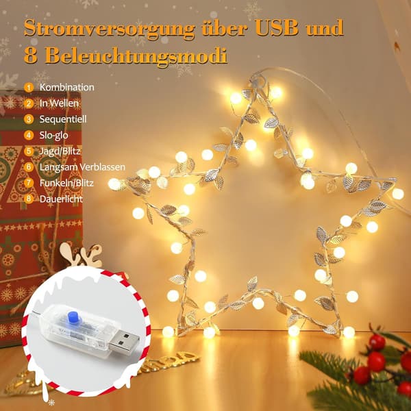 LED Stjernelys Vindu Jul, 1 stk 62 LED-pærer Lysdekorasjon Julegirlander 8 Lysmoduser LED Vinduelys