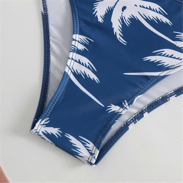Women's High Neck Halter Tankini Set, Side Drawstring Tankini Top with Bikini Bottom, Two Piece Swimsuit, Blue M Blue M