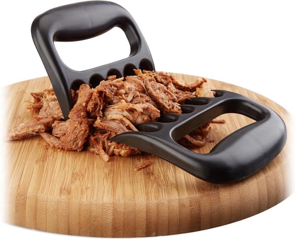 relaxdays kjøttklør sett med 2 - kjøttklør for pulled pork - grillklør - svart