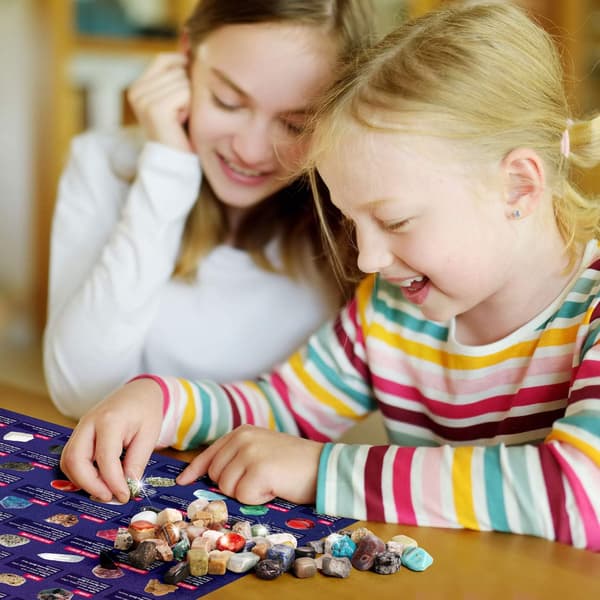 Stensamling 48 dele, naturlige krystaller og ædelsten, STEM-legetøj 48 sten 48 Rocks