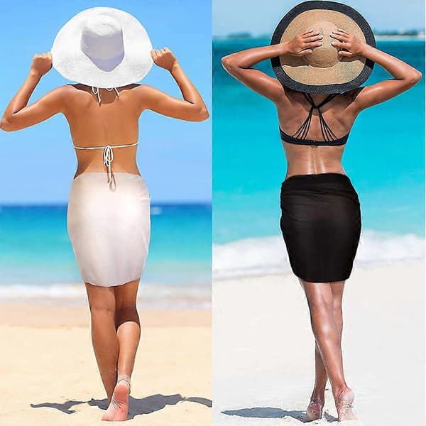 Let strandnederdel til kvinder - Gennemsigtig chiffon badetøjs-sarong til pool og strand Pink One Size Pink One Size