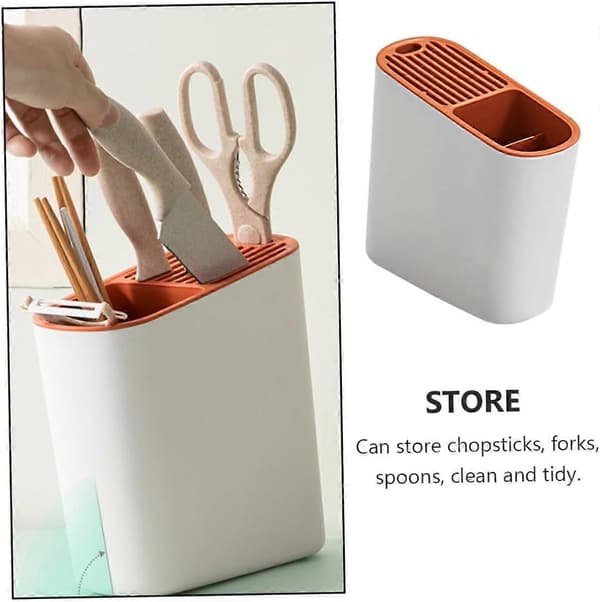 Kitchen Utensil Holder with Compartment Design and Drainage, Cutlery Organizer, Random Color