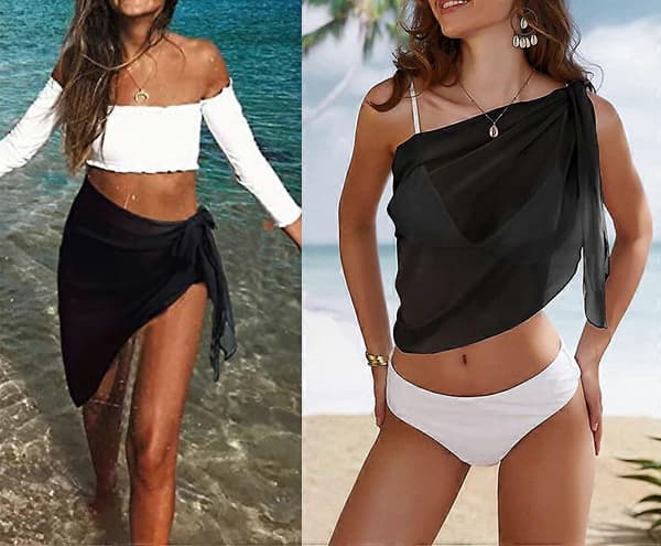 Let strandnederdel til kvinder - Gennemsigtig chiffon badetøjs-sarong til pool og strand Grå One Size Gray One Size