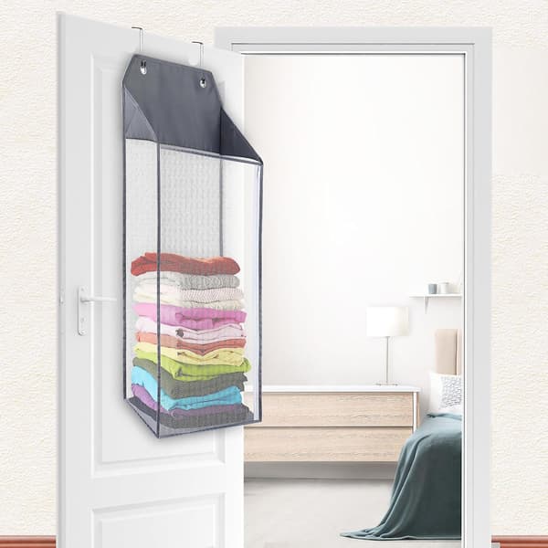 Large Hanging Laundry Hamper, Mesh Over The Door Hamper with Zipper Compatible with Laundry Organizer, Foldable Wall Hanging Laundry Basket Compatible with Bathroom