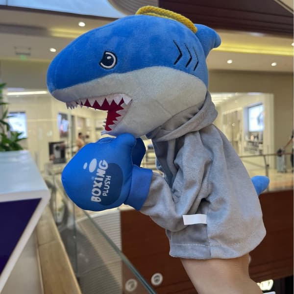 Kung Fu Husky Boxningsdocka, Djurboxningshanddocka med Ljud Haj Shark