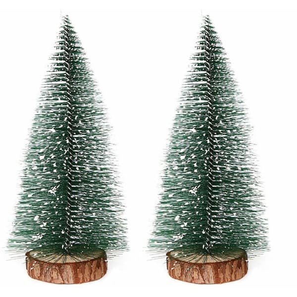 2 stk miniatyr kunstig juletre kunstig snøeffekt