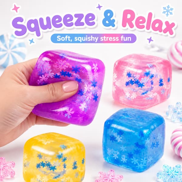 4 stk isbit-squishy-leker med snøflak, sakte stigende stresskuber 4 isbit 4 Ice Cube