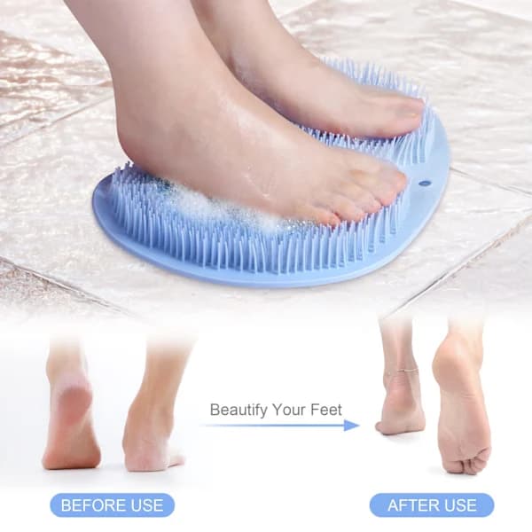 Non-slip Shower Foot Scrubber & Massage Mat with Suction Cups, Blue