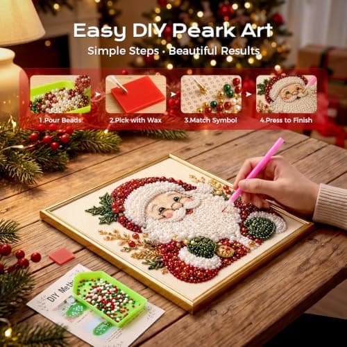 SundownAura DIY juleperlekunstsett med ramme for veggdekorasjon Wreath Wreath