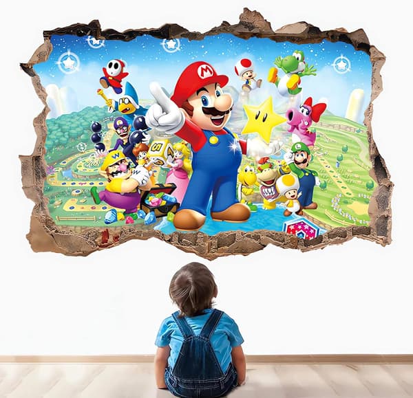 3D Mario veggdekor for barnerom, barnerom, veggdekorasjon