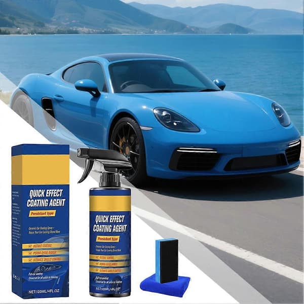 Quick-acting car coating spray, highly protective car surfaces, car care renewal agent
