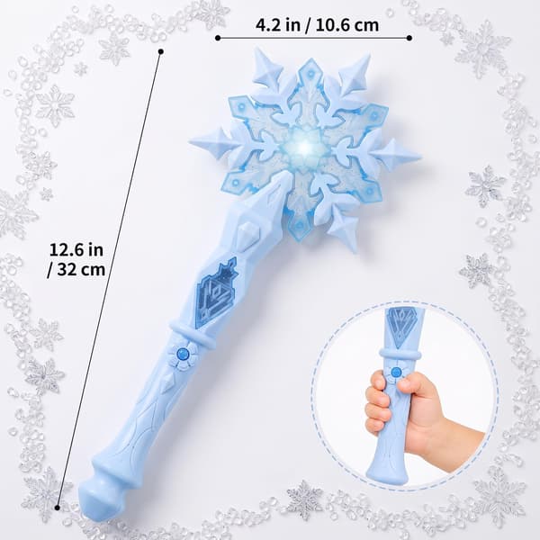 Healifty Lysende Snefnug Tryllestav til Piger LED Kostume Rekvisitter Himmelblå 32 cm Himmelblå Sky-blue