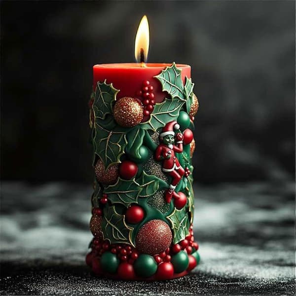 Julesylinder Silikonform for Såpe Sjokoladebaking med Snømann- og Snøfnuggdesign