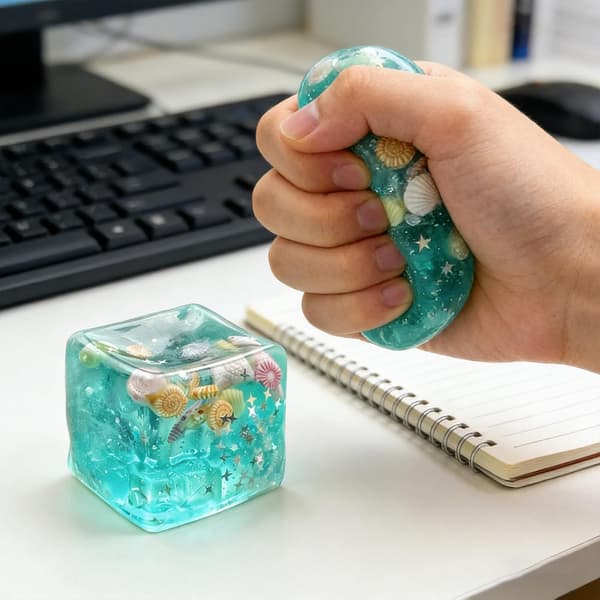 Sensoriske Squishies Ice Squeeze Ball, Sakte Stigende Stresslindrende Kube for Voksne, Tøybare Håndfidgetleker for Stresslindring (Grønn)
