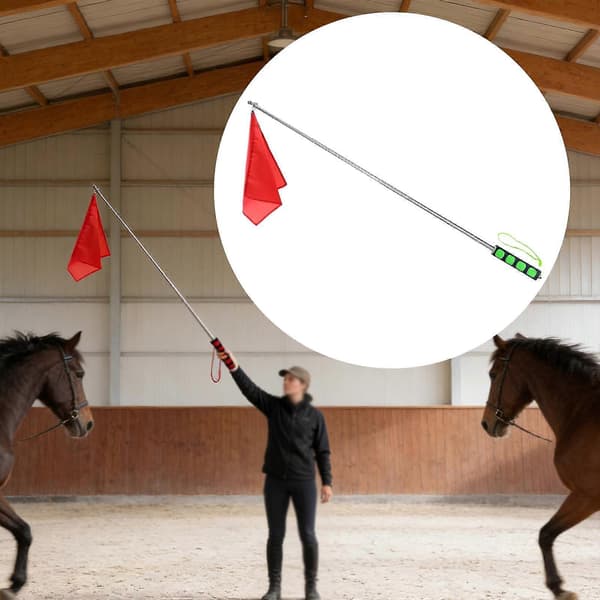 Horse Training Flag Equestrian Training Flag with Retractable Flagpole Replacement Green Handle Green Handle