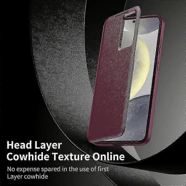 Smart View Window Leather Phone Case with Card Slot - TPU+PC+PU Protective Cover (Red, For Samsung Galaxy S24+ 5G)