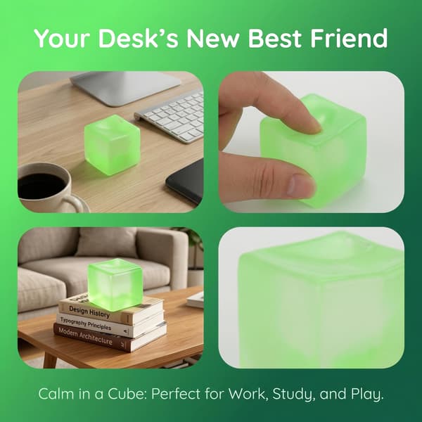 Stress-terning Sensorisk Fidget-legetøj til voksne til angstlindring, langsomt stigende squishy | Isterning-klem-stressbolde til børnefødselsdagsgaver (Grøn) Green