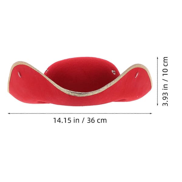 Red Triangular Pirate Hat for Adults, Carnival Party Accessory, 1 Piece