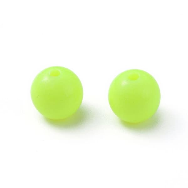 Fluorescerende akrylperler runde gule 8mm Hull: 1.5mm 1700stk/500g