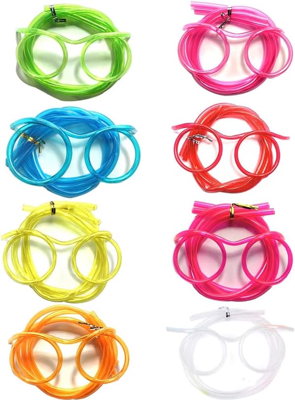 8-pack Reusable Fun Eyebrow Straws (12cm*1m) - for Kids